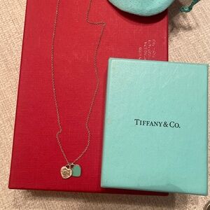 Tiffany & Co. Silver Necklace with Teal Heart Pendant